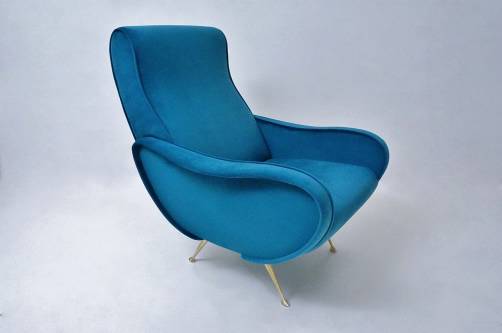 Marco Zanuso style `Lady` armchair in velvet, Italian